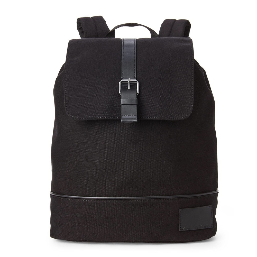 NWT Calvin Klein black canvas backpack w/ leather